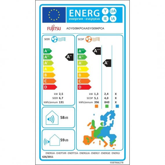 Fujitsu ASYG09KPCA/AOYG09KPCA Κλιματιστικό Inverter
