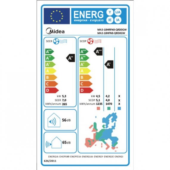 MIDEA PRIME II MA3-18HRFN8-QRD0GW/MA3-18HFN8-QRD0GW