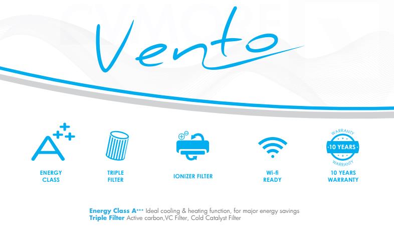 Cvmore Vento 12000 CVINTI 12 12000btu inverter A+++ Ιονιστής wifi  σε 12 άτοκες δόσεις 